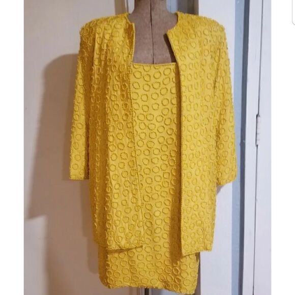 VTG 80'S He-Ro Black Tie Heavily Beaded Yellow Evening Gown/DRESS 2 PC szVTG 80' - Picture 9 of 11